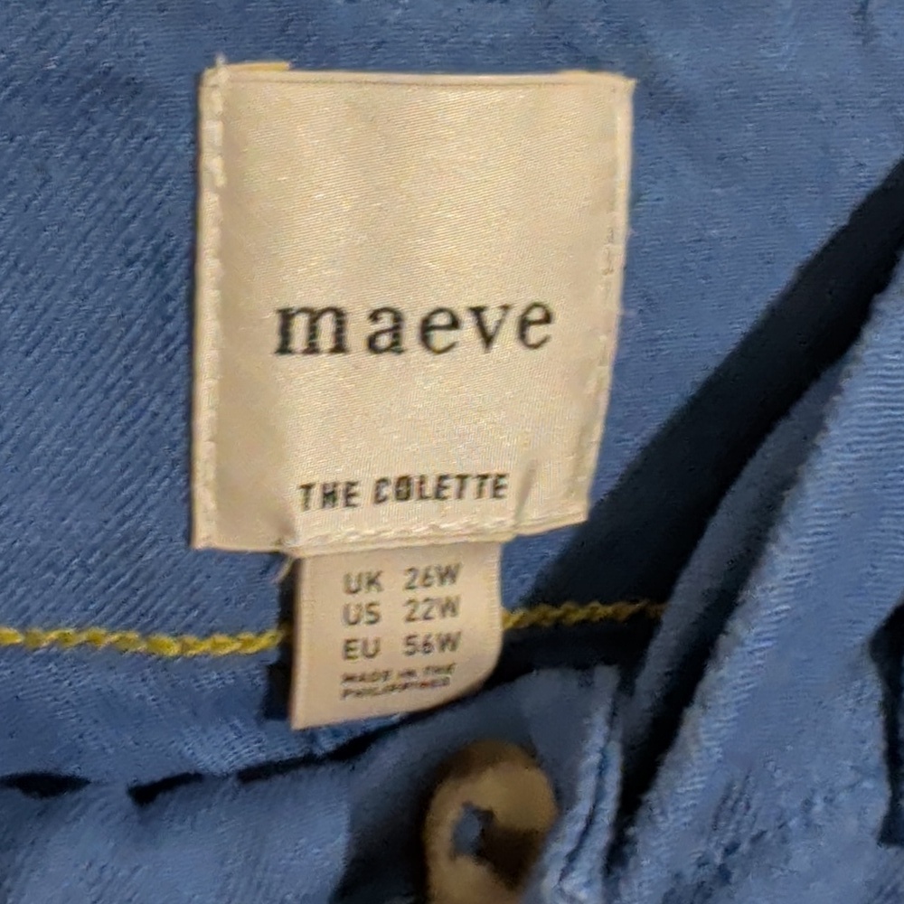 MAEVE ANTHROPOLOGIE the colette crop pant linen blend in blue - size 22W - Picture 7 of 11